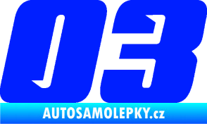 Samolepka Startovní číslo 03 typ 6 modrá dynamic