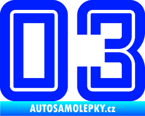 Samolepka Startovní číslo 03 typ 7 modrá dynamic