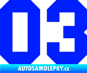 Samolepka Startovní číslo 03 modrá dynamic