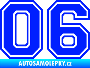 Samolepka Startovní číslo 06 typ 4 modrá dynamic