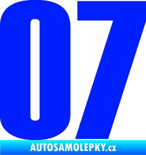 Samolepka Startovní číslo 07 typ 2   modrá dynamic