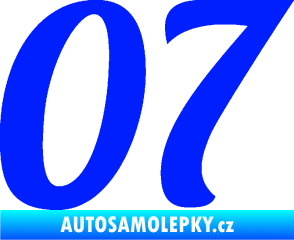 Samolepka Startovní číslo 07 typ 3 modrá dynamic