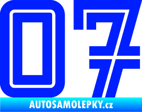 Samolepka Startovní číslo 07 typ 7 modrá dynamic