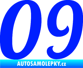 Samolepka Startovní číslo 09 typ 3  modrá dynamic