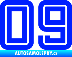 Samolepka Startovní číslo 09 typ 7 modrá dynamic
