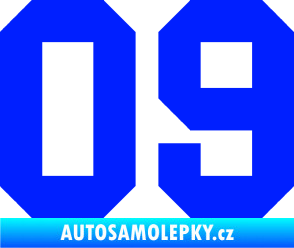 Samolepka Startovní číslo 09 modrá dynamic