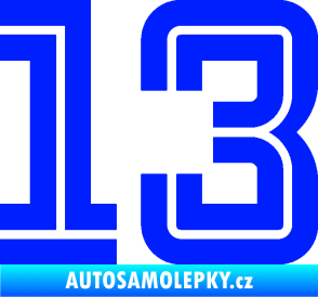 Samolepka Startovní číslo 13 typ 7 modrá dynamic