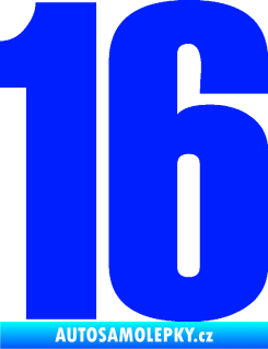 Samolepka Startovní číslo 16 typ 2   modrá dynamic