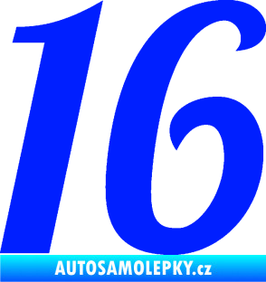 Samolepka Startovní číslo 16 typ 3       modrá dynamic