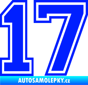 Samolepka Startovní číslo 17 typ 4 modrá dynamic