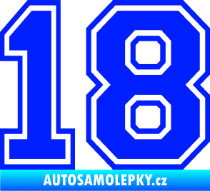 Samolepka Startovní číslo 18 typ 4 modrá dynamic