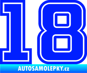 Samolepka Startovní číslo 18 typ 5 modrá dynamic