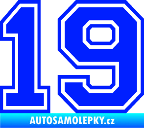 Samolepka Startovní číslo 19 typ 4 modrá dynamic