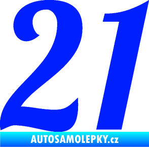 Samolepka Startovní číslo 21 typ 3 modrá dynamic