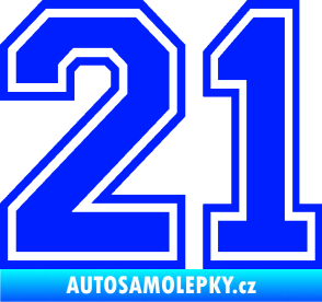 Samolepka Startovní číslo 21 typ 4 modrá dynamic