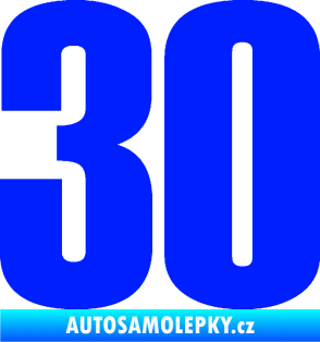 Samolepka Startovní číslo 30 typ 2     modrá dynamic