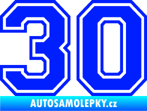 Samolepka Startovní číslo 30 typ 4 modrá dynamic