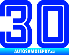 Samolepka Startovní číslo 30 typ 7 modrá dynamic