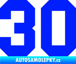 Samolepka Startovní číslo 30 modrá dynamic