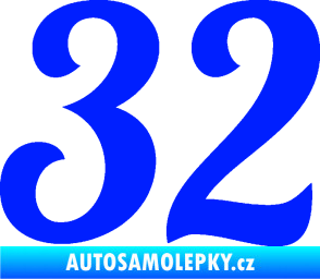 Samolepka Startovní číslo 32 typ 3 modrá dynamic