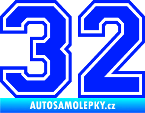 Samolepka Startovní číslo 32 typ 4 modrá dynamic