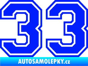 Samolepka Startovní číslo 33 typ 4 modrá dynamic