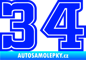 Samolepka Startovní číslo 34 typ 5 modrá dynamic
