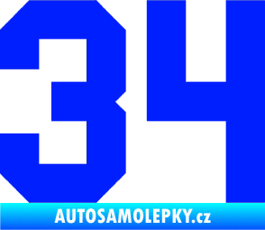 Samolepka Startovní číslo 34 modrá dynamic