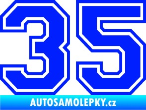 Samolepka Startovní číslo 35 typ 4 modrá dynamic