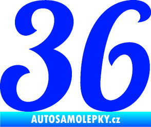 Samolepka Startovní číslo 36 typ 3  modrá dynamic