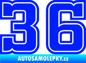 Samolepka Startovní číslo 36 typ 5 modrá dynamic