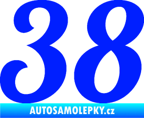 Samolepka Startovní číslo 38 typ 3  modrá dynamic