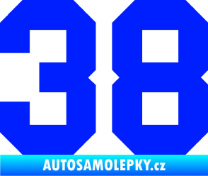 Samolepka Startovní číslo 38 modrá dynamic