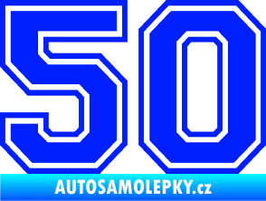 Samolepka Startovní číslo 50 typ 4 modrá dynamic