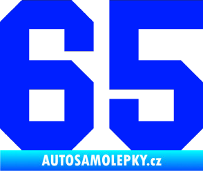 Samolepka Startovní číslo 65 modrá dynamic