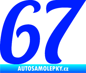 Samolepka Startovní číslo 67 typ 3 modrá dynamic