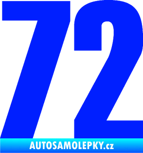 Samolepka Startovní číslo 72 typ 2   modrá dynamic