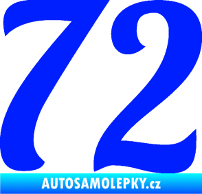 Samolepka Startovní číslo 72 typ 3   modrá dynamic