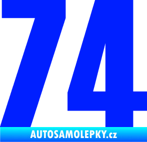 Samolepka Startovní číslo 74 typ 2     modrá dynamic