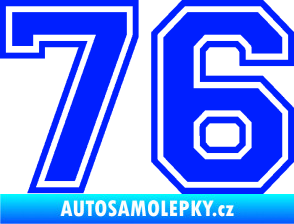 Samolepka Startovní číslo 76 typ 4 modrá dynamic