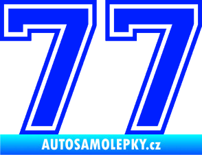 Samolepka Startovní číslo 77 typ 4 modrá dynamic