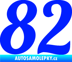 Samolepka Startovní číslo 82 typ 3   modrá dynamic