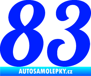 Samolepka Startovní číslo 83 typ 3   modrá dynamic