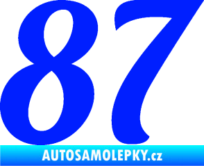 Samolepka Startovní číslo 87 typ 3   modrá dynamic