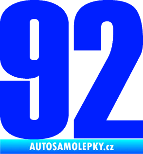 Samolepka Startovní číslo 92 typ 2  modrá dynamic