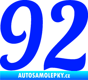 Samolepka Startovní číslo 92 typ 3   modrá dynamic