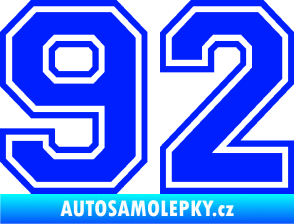 Samolepka Startovní číslo 92 typ 4 modrá dynamic