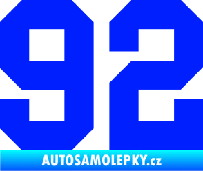 Samolepka Startovní číslo 92 modrá dynamic