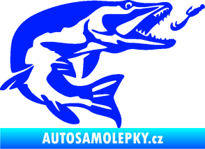 Samolepka Štika 005 pravá s návnadou modrá dynamic