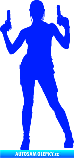 Samolepka Střelkyně 002 levá girl with gun modrá dynamic